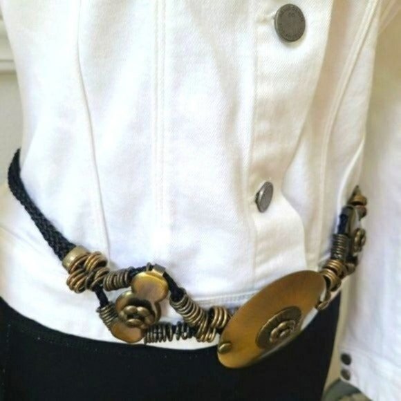 Accessories - RARE Womens Retro copper Brass Metal Cord Waist Belt